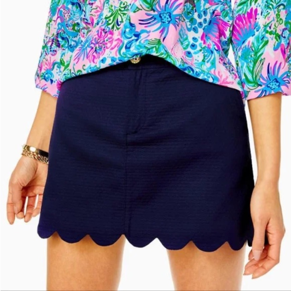 Lilly Pulitzer Colette Scalloped Skort in Navy